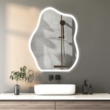 Irregular Wall Mirror With LED Lights Up Illuminated Demister Anti-fog Bathroom