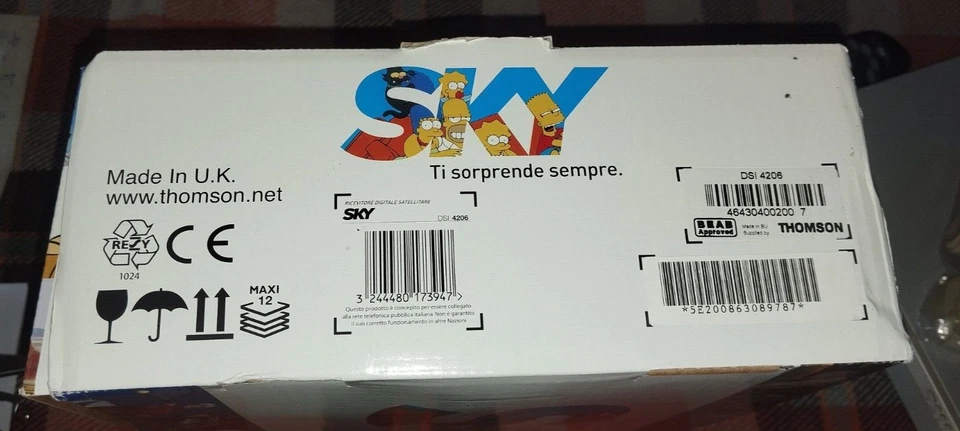 Decoder satellitare Sky THOMSON DSI4206 COMPLETO, CON SCATOLA ORIGINALE SIMPSON - Immagine 4 di 4