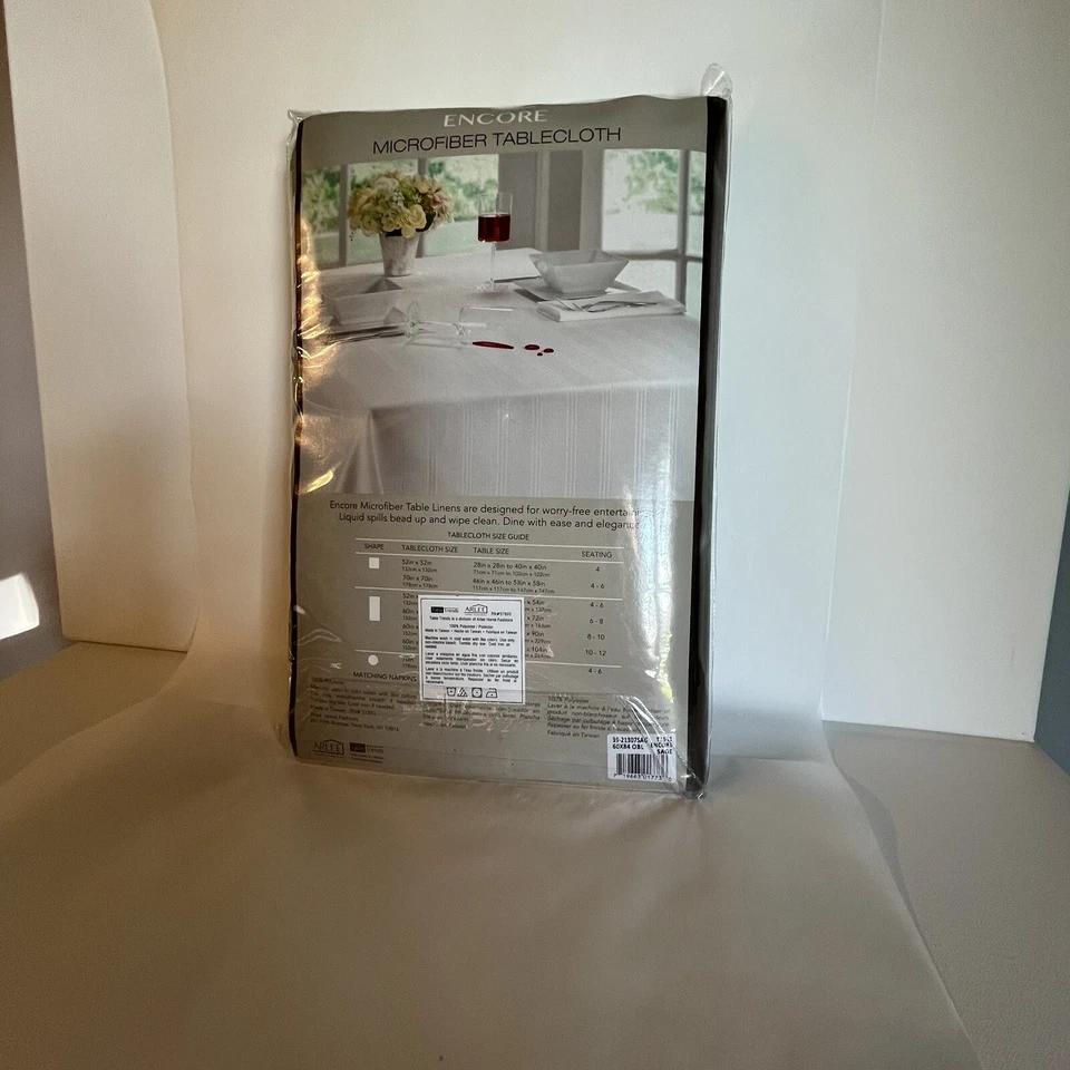 Encore Microfiber Green Tablecloth 60 in x 84 in Polyester Spill Proof - Image 3 of 4