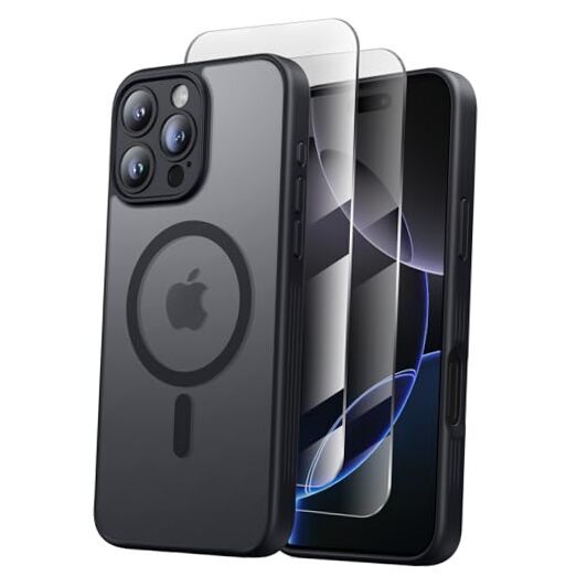 FlyReal Designed for iPhone 16 Pro Case, Compatible with Magsafe, Black