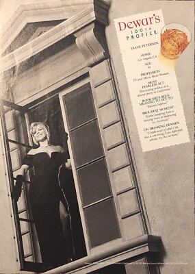 1993 Dewars White Label PRINT AD Diane Peterson - Stunt Woman VTG 1990s Profile