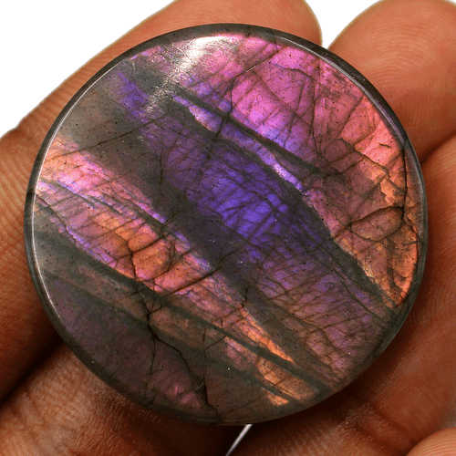 4 PC Natural Labradorite Multi Purple Flash 35mm-51mm Big Cabochon Gemstones Lot - Picture 4 of 11