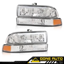 Fit For 1998-2004 Chevy Blazer S10 Pair Clear Amber Corner LED Headlight Lamps