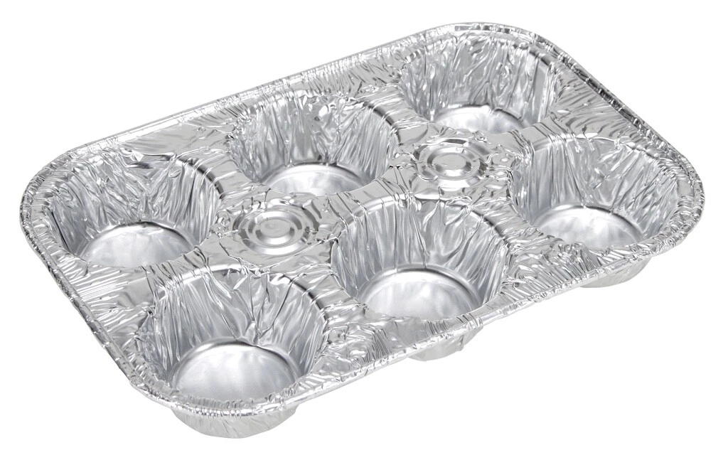 100 CT MUFFIN 6 CAVITY MINI CAKE PAN DISPOSABLE ALUMINUM FOIL TIN TRAY