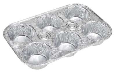 50 CT MUFFIN 6 CAVITY MINI CAKE PAN DISPOSABLE ALUMINUM FOIL TIN TRAY
