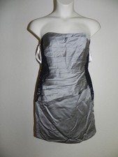 Davids Bridal Dress Size 6 Mercury Gray Strapless Bridesmaid F15629 NWT $149