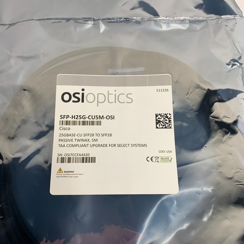 (2) SFP-H25G-CU5M SFP28 a SFP28, 3m, Twinax, Pasivo DAC CISCO COMPATIBLE *Nuevo - Imagen 6 de 8