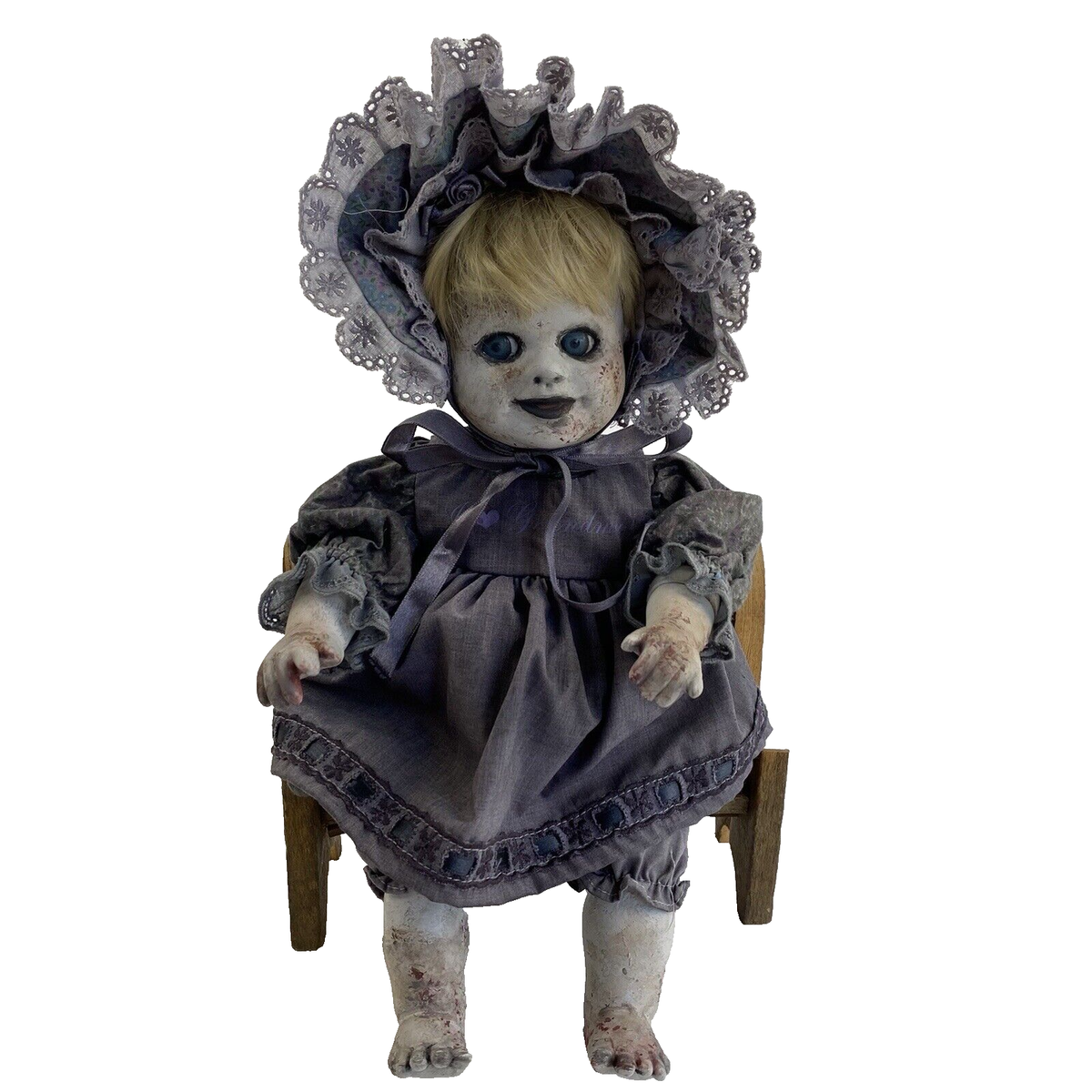 Vintage Creepy Doll Zombie I Love Grandma Ghost Baby Girl Horror