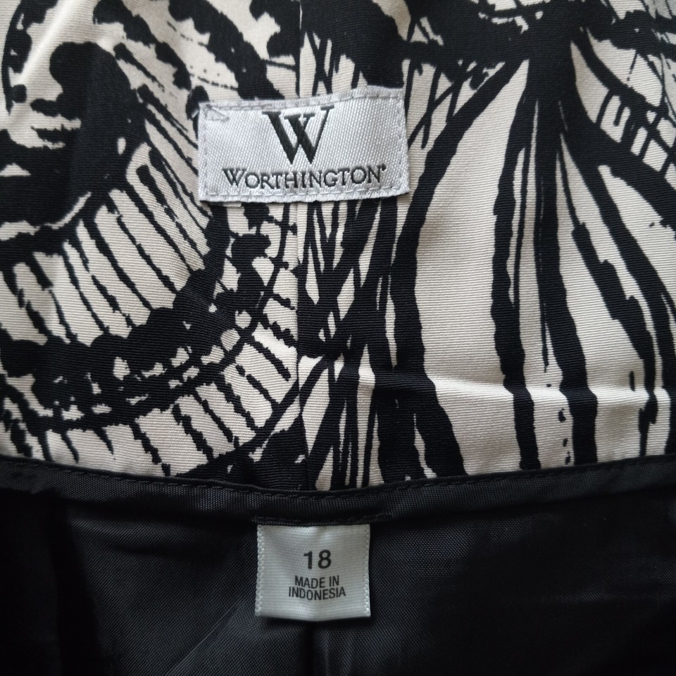 Worthington Pencil Skirt Women's Size 18 Black Tan Floral Midi Lined