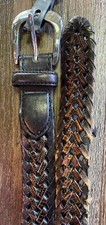 Brighton 94603 Brown Cognac Alligator Croc Braided Leather Western Belt Size 36