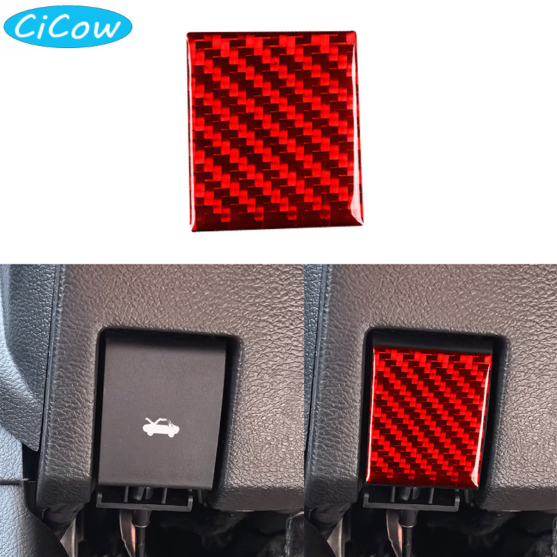 For Dodge Challenger 2015-24 Hood Switch Panel Cover Trim Red Real Carbon Fiber