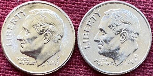 2003 P & D Roosevelt Dimes Choice BU US Clad. Gorgeous Coins!