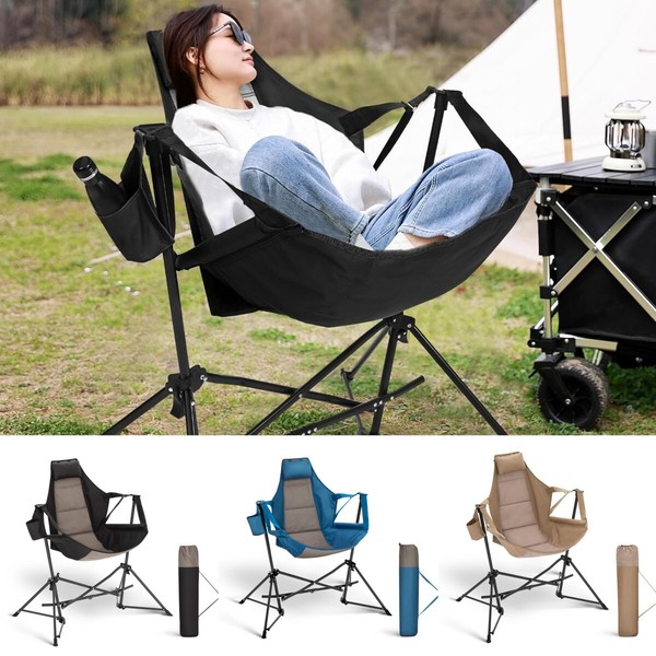 Hamaca Silla de Camping Silla Columpio Portátil con Soporte Mecedora de Alta Resistencia