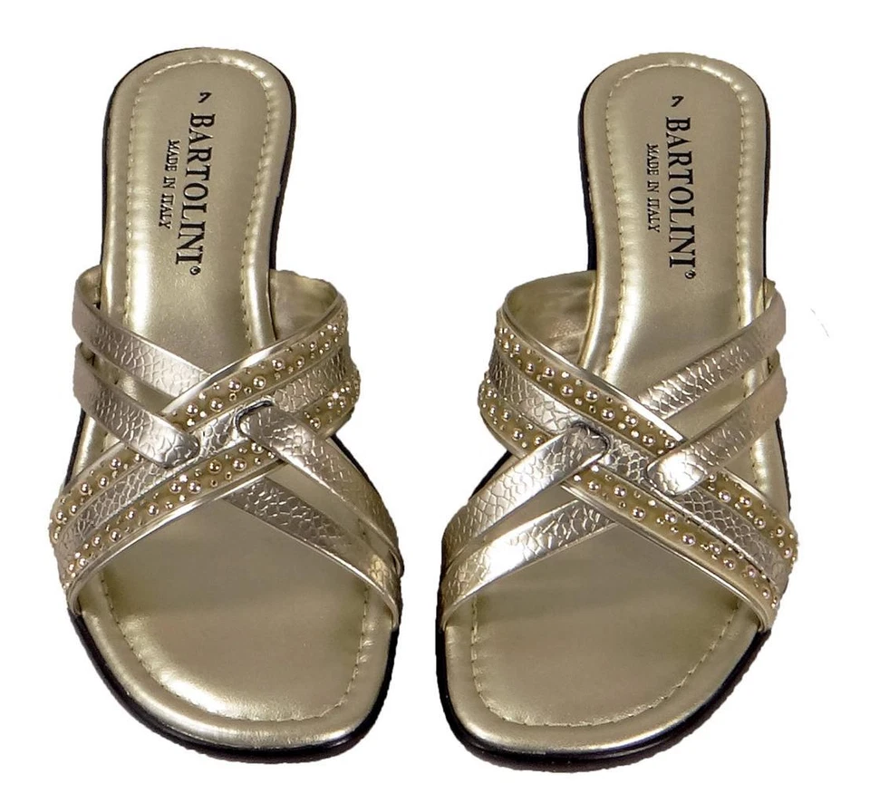 Nuevas Sandalias Para Mujer Bartolini Medianas Sin Cordones con Tiras Cuentas Zapatos Informales Roma-5 Foto 2 de 4