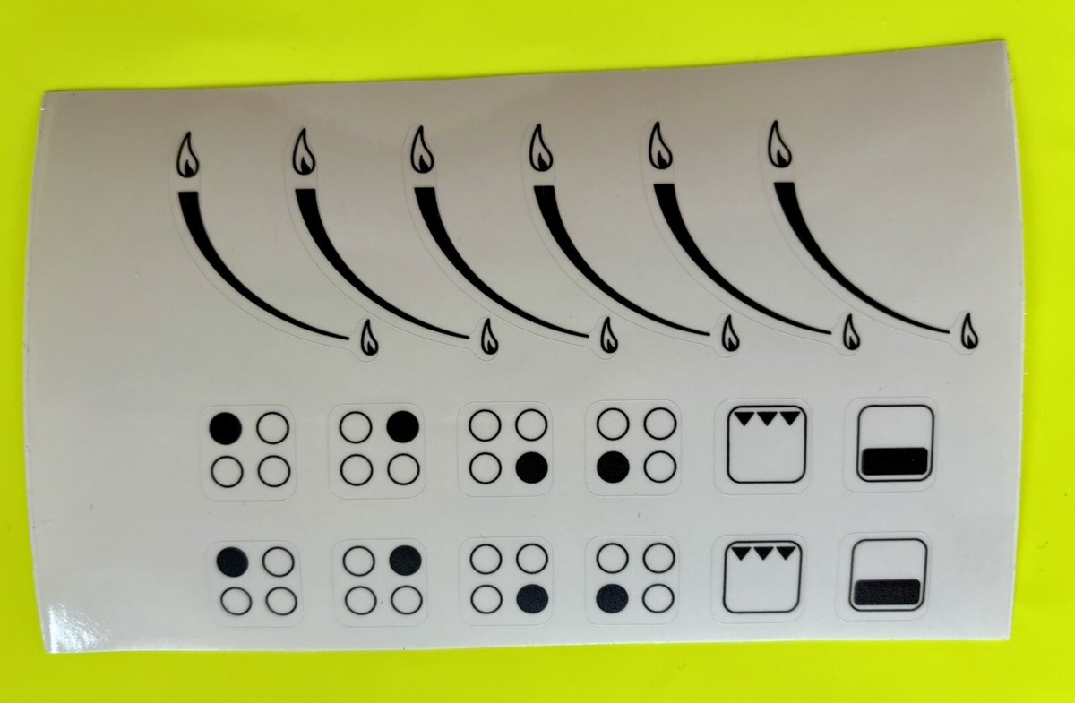 Cooker Top Markings 4-Ring Stove Top Stickers & 6 Gas Flame Indicator ...
