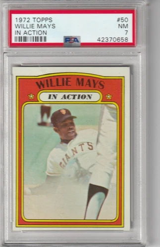 1972 Topps Willie Mays #50, In Action, PSA NM 7