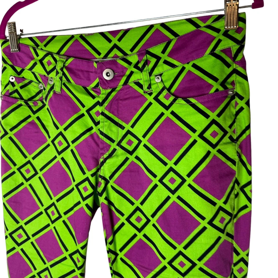 Calça de golfe feminina Loudmouth verde roxo diamante 4 - Imagem 2 de 4