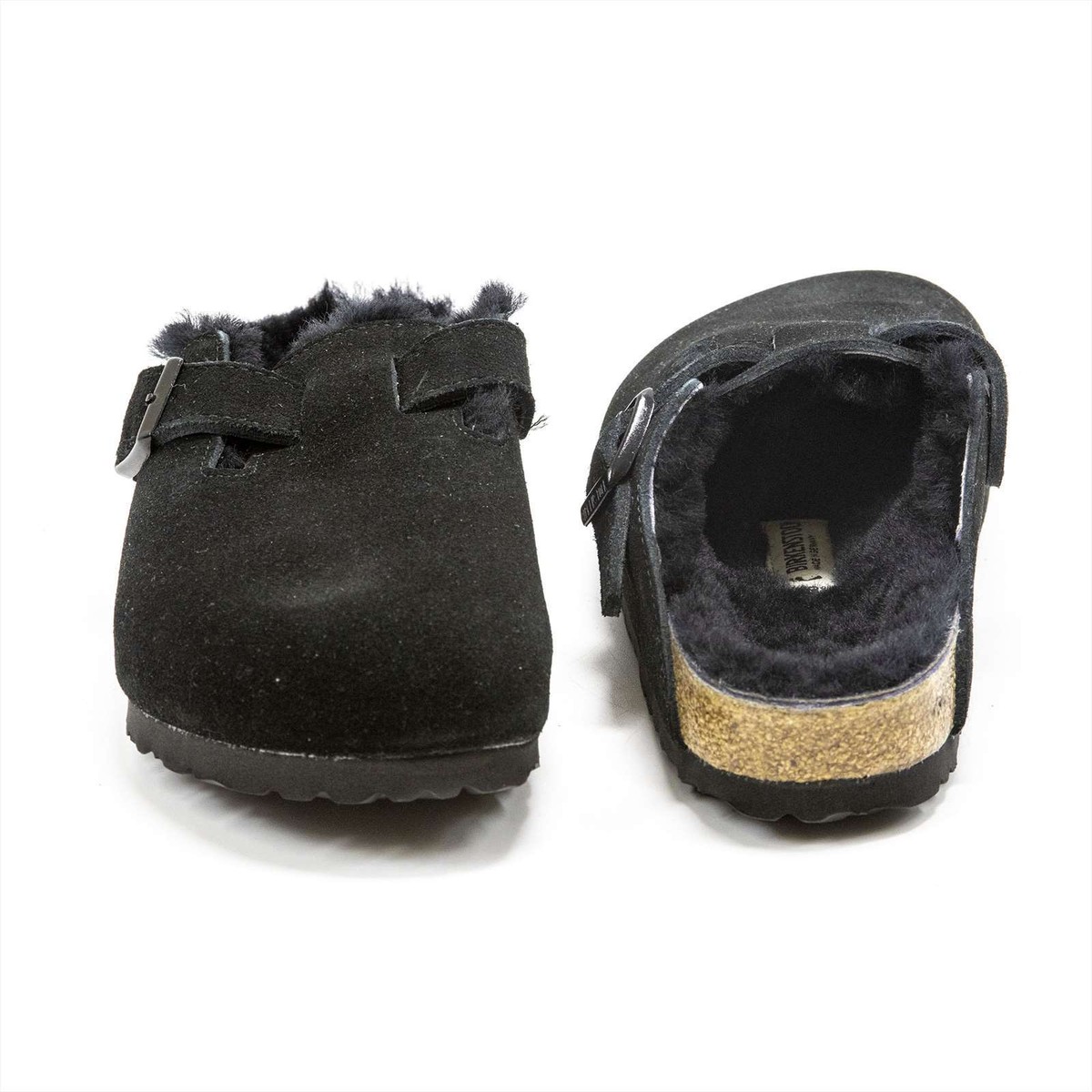 BIRKENSTOCK BOSTON/FUR 黒　24cm Boston Chunky Shearling Suede Leather-Shearling Black
