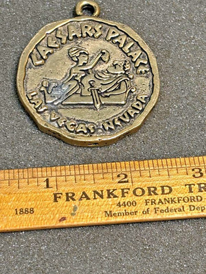 Vintage Caesars Palace Las Vegas Necklace - Nevada Gold Coin Medallion