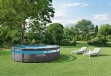 INTEX 14' X 42" CLEARVIEW PRISM FRAME ABOVE GROUND POOL - GRAYWOOD PRINT