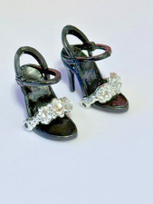 Barbie Basics Black Jeweled Open Toe Heels Shoes HTF