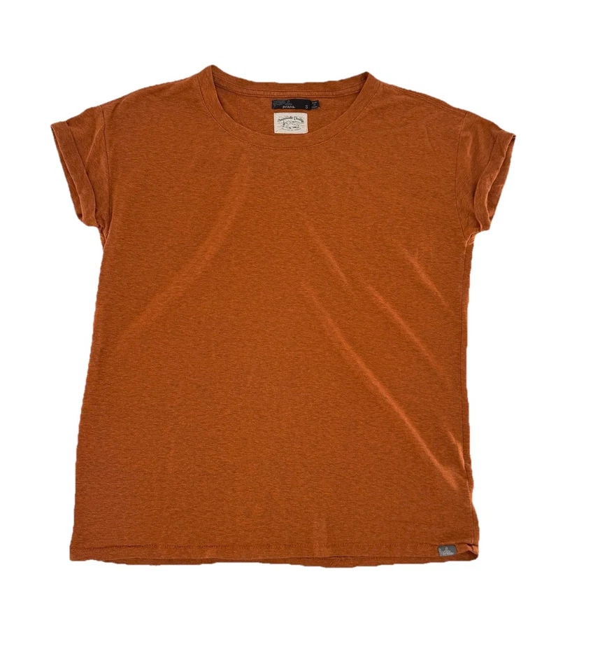 Camiseta para mujer prAna acogedora mezcla cáñamo naranja óxido talla pequeña boho sostenible Foto 4 de 4