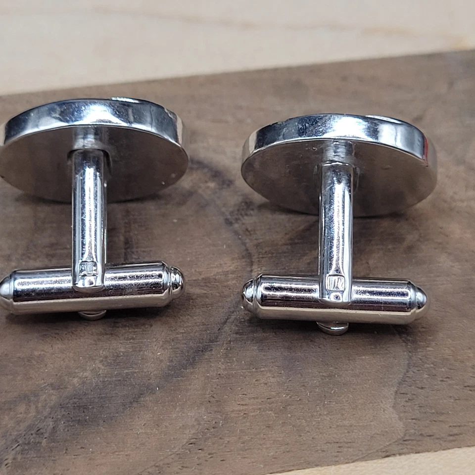 Винтажные запонки Speidel серебристого цвета овальный камень середины века MCM Swirl - Изображение 2 из 4