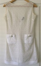 DOLCE & GABBANA Women 90S Ivory/cream MacramΓ© Dress V-neck On The Back Size S/M