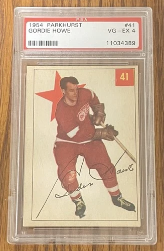 1954-55 PARKHURST HOCKEY GORDIE HOWE #41 RED WINGS PSA 4 *460