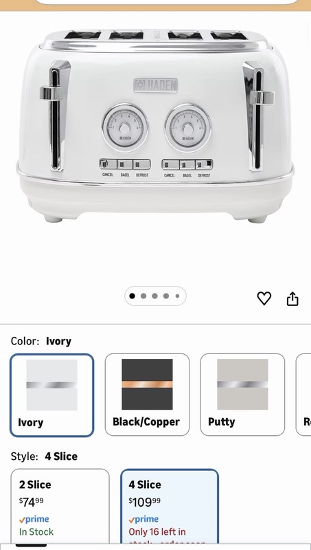 Haden 75013 Heritage 4 Slice Retro Toaster-White