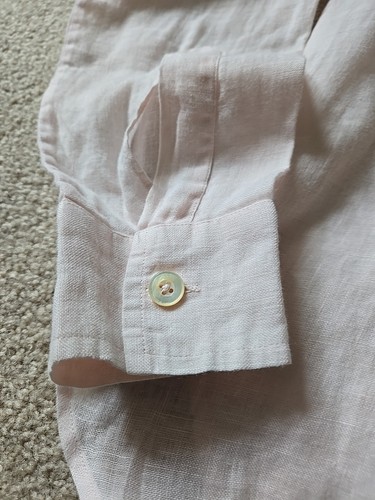 GIORGIO ARMANI Linen Pale Pink TUXEDO Shirt 40 S Women Made In Italy Vtg - Picture 6 of 11