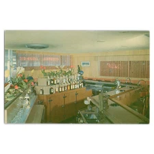 Postcard of Sims Lounge and Bowl Cocktail Bar - 1960s Illinois Bowling Alley