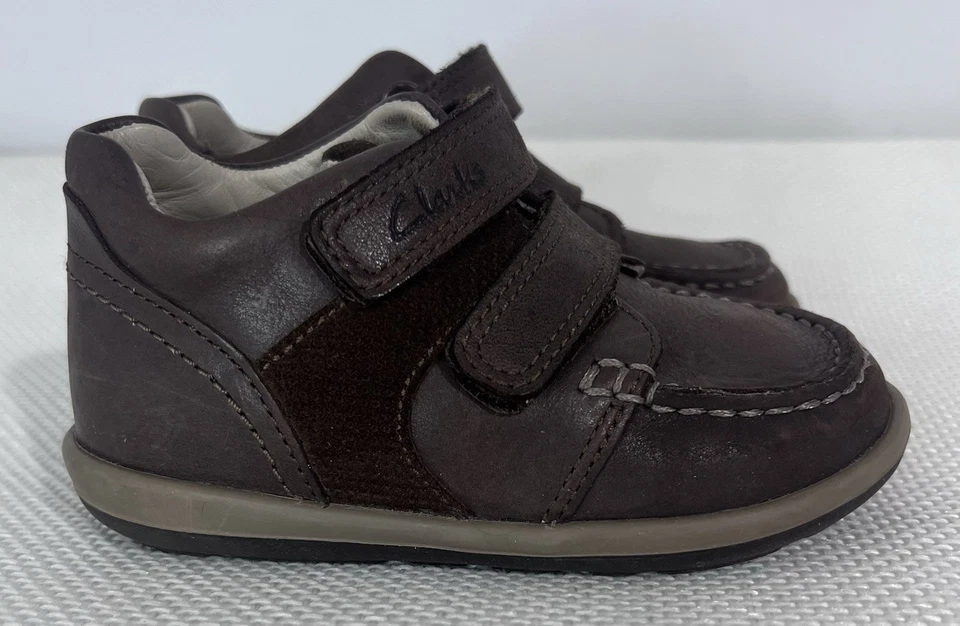 Clarks First Shoes Softly Doc Toddler Boys Ankle Boots US 7W EU 23 Leather Brown - Image 3 of 4