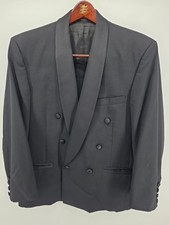 Vtg Pierre Cardin Tuxedo Jacket 40 Sh Double Breasted Black Wool Made USA Formal