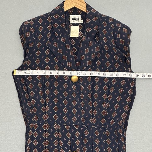 VTG 80s Leslie Fay Womens Dress Navy Blue Classic Hunt Secretary Old Money - Picture 6 of 13