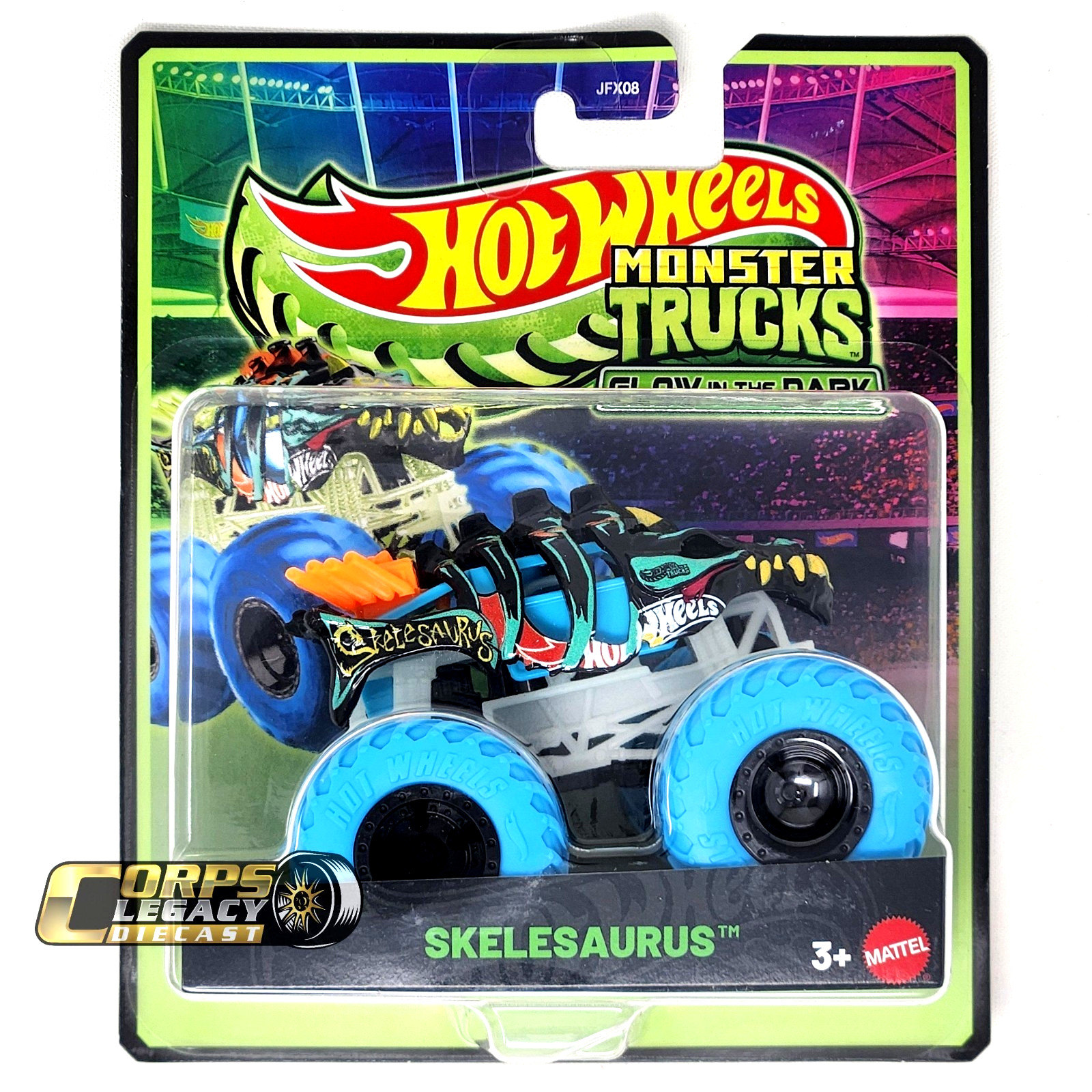 Hot Wheels Monster Trucks Glow in the Dark Skelesaurus 2026 1:64 NEW