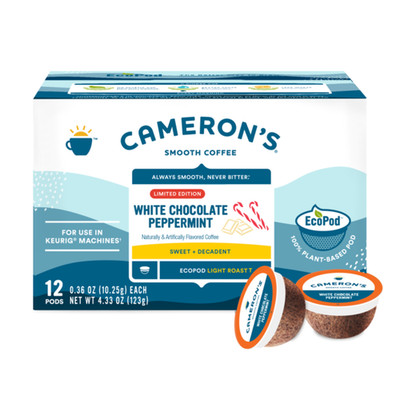   Cameron's Coffee White Chocolate Peppermint   Light Roast Pods | Smooth Flavo