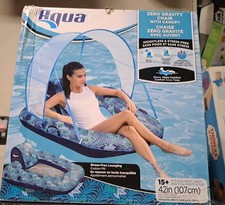 New Aqua Zero Gravity Chair With Canopy. Pool Float. Up To 250lbs Capacity.