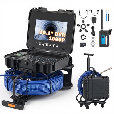 10'' Self-Leveling Sewer Inspection Camera 165 ft/50m Cable Keyboard Locator IP68