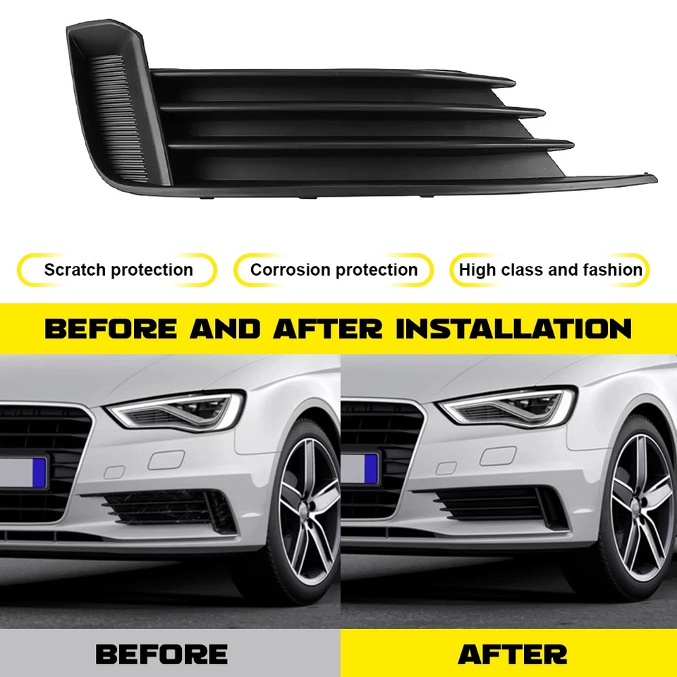 Fit For AUDI S3 A3 2013-2017 Front Bumper Fog Light Lamp Cover Grille Left Side - Image 3 of 4
