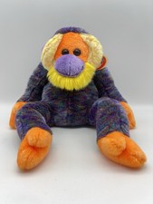 Vtg W/tags TY BANANAS the Monkey Beanie Buddy Retired Purple and Orange 14"