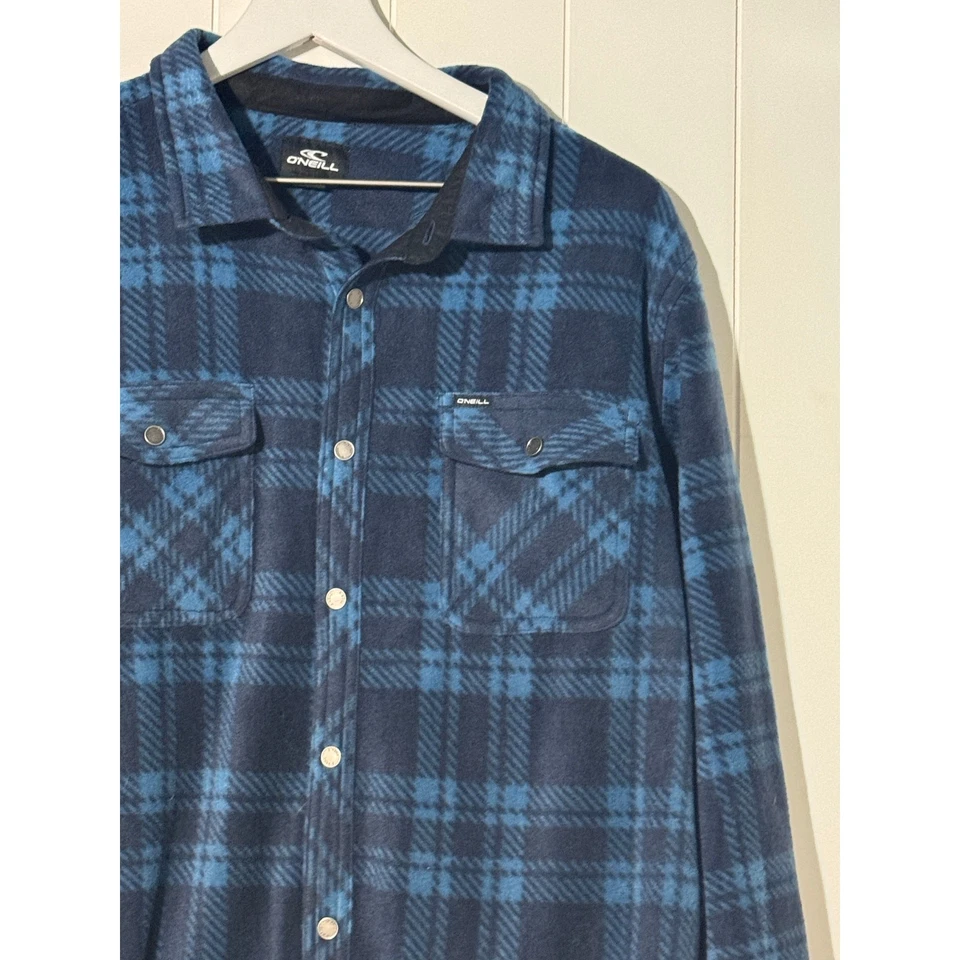 Camisa de franela súper polar azul glaciar O'Neill para hombre falta botón talla grande Foto 3 de 4