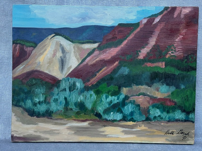 HOLLI GERSH SIGNED OIL PAINTING LANDSCAPE NAIVE FOLK ART FAUVIST FAUVISM FAUVE