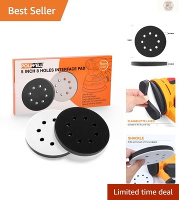 5 Inch 8-Hole Hook and Loop Sponge Pads for Orbital Sanders - Easy Clean Duo