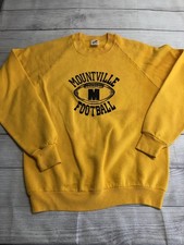 Vintage Jerzees Sweatshirt Youth Large Yellow Mountville Football USA Crewneck