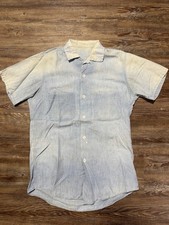 1950s Loop Collar Chambray Short Sleeve Button Up Shirt Size Medium Thrashed
