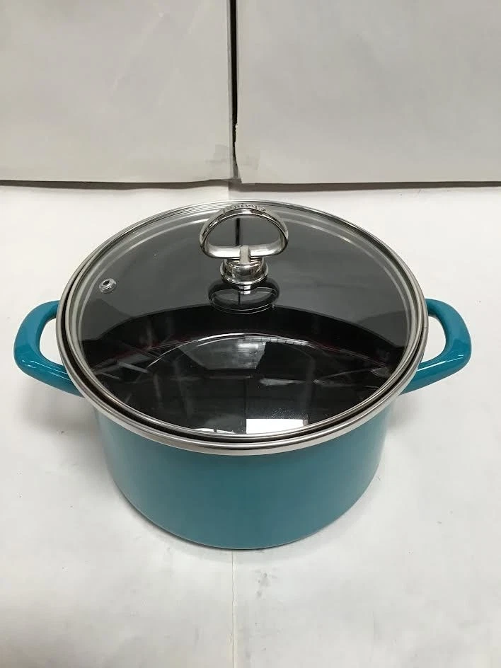 Chantal Enamel On Steel Soup Pot with Glass Lid, 4 Quart, Sea Blue