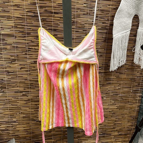 Tropical Floral Print Strappy Back One Piece Swimsuit Size M
