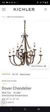 Kichler Dover Multi-Tier 9-Light Brown Chandelier Satin Etched Seeded Glass