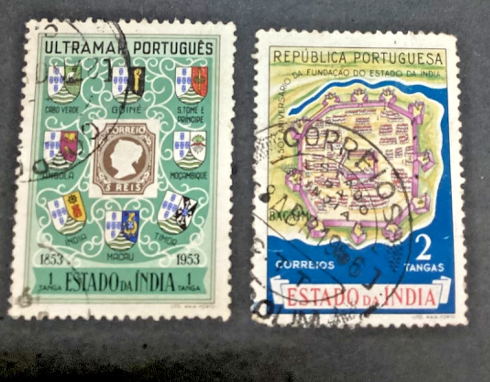 British Portuguese Indian State Stamps Lot Currencies Reis Tangas & Rupees - Image 3 of 4